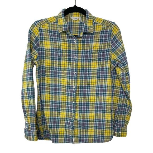 Woolrich Flannel Shirt Button Down Long Sleeve Collared Cotton Yellow Medium - Picture 1 of 11
